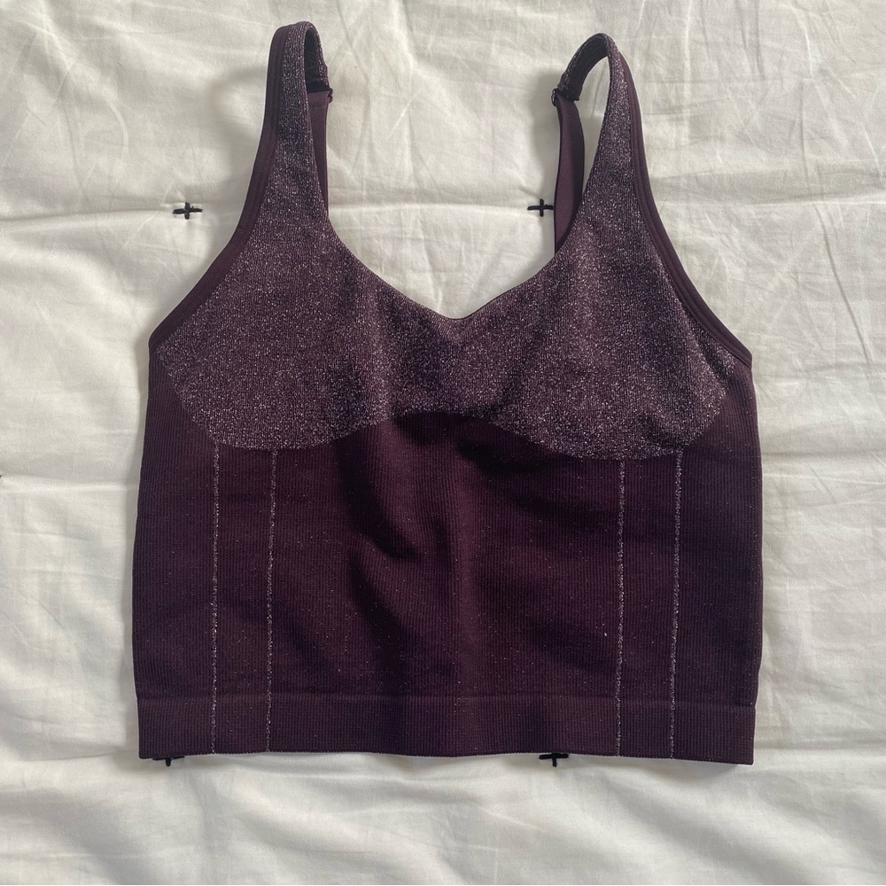 Victorias Secret Seamless Shimmer Tank Top Size Small Metallic NWT  Burgandy